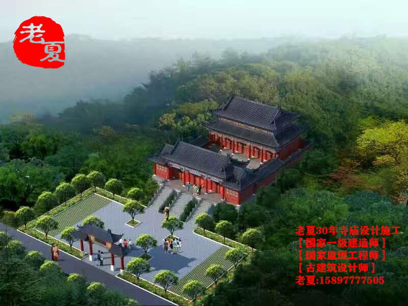 浙江仿古建筑寺庙设计建筑图，寺庙设计结构图方案