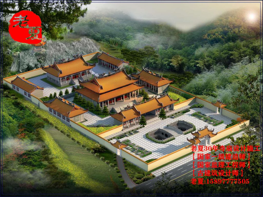 浙江仿古建筑寺庙设计建筑图，寺庙设计结构图方案